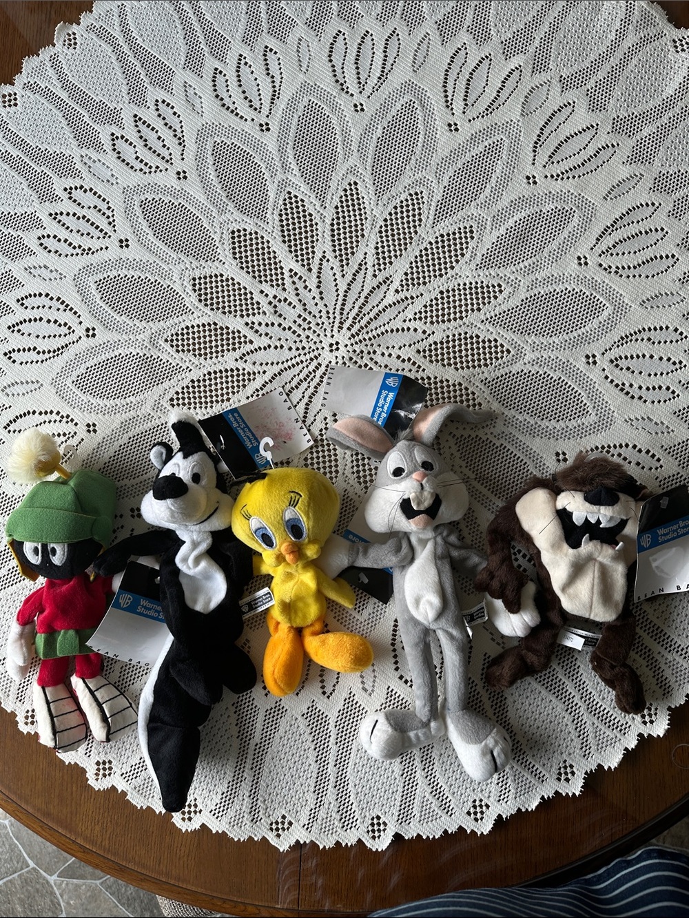 Warner Brothers 1997 Looney Tunes Plush Set-Tweety, Marvin, Bugs, Sylvester, Taz